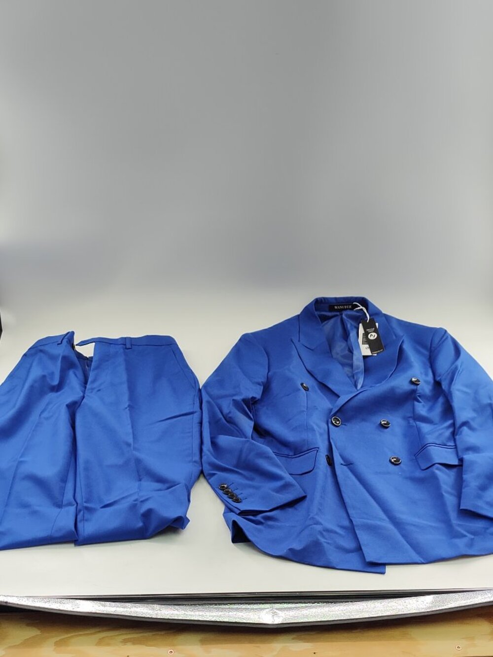 Wangyue Women's Slim Fit Double-Breasted Pantsuit Royal Blue          P#607@CMK